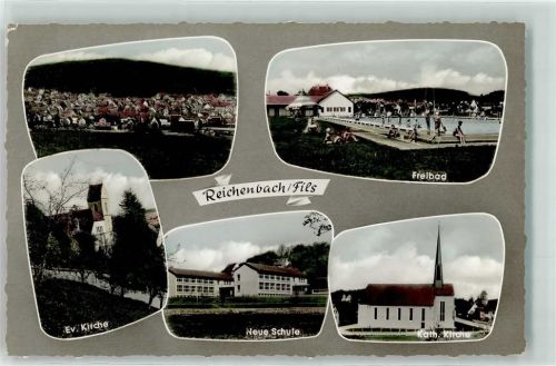 Reichenbach Neue Schule Ev. Kirche Schwimmbad Kath. Kirche