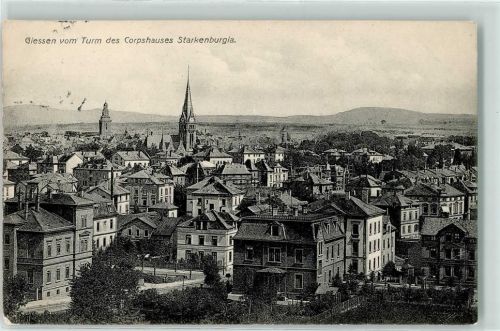 Gießen 1909 Ansicht vom Turm des Corpshaus Starkenburgia