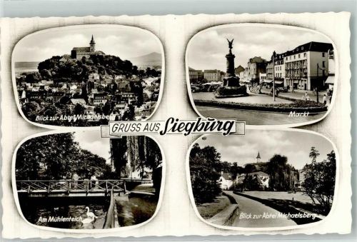 Siegburg Blick zur Abtei Michaelsberg Am Mühlenteich Markt Schwan