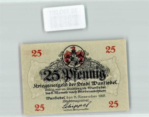 Wunsiedel 1918 Notgeld der Stadt Wunsiedel 25 Pfennig Nr. 132329