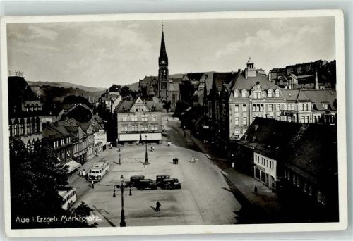 Aue Marktplatz Kirche Auto Omnibus
