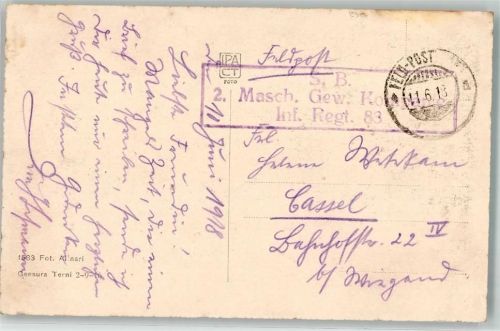 1918 S. B. 2. Masch. Gew. Kompagnie Inf. Regt. 83 S. Bruzzi Quiete Schafe