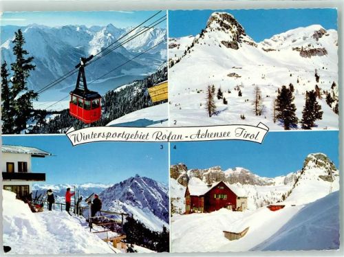 Maurach Winter Rofanbahn gegen Achensee und Karwendel Mauritzalm gegen Gschöllkopf Berghaus Rofan gegen Ebnerspitze Erfurter Hütte