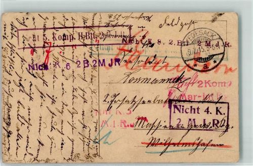 1915 5. Komp. II. Btt. 2 M J B Nicht 4. K. 2. M. J. R.