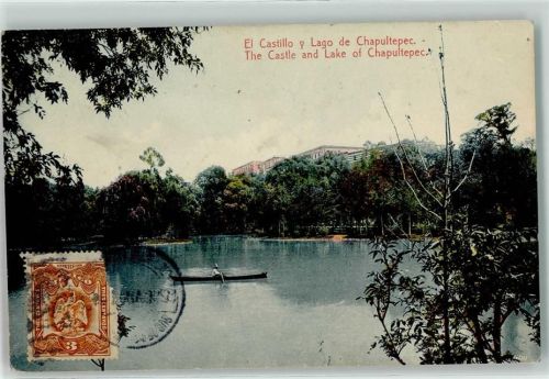 Mexiko City 1910 el Castillo y Lago de Chapultepec