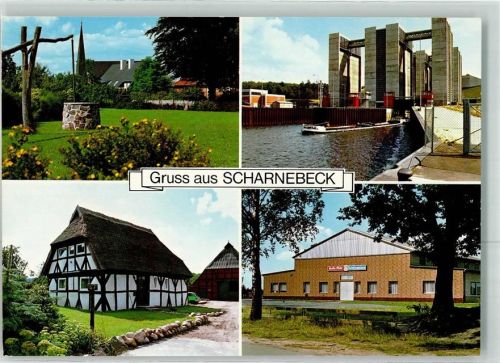 21379 W2127 Scharnebeck b Lüneburg - Schiffshebewerk Ziehbrunnen Fachwerkhaus