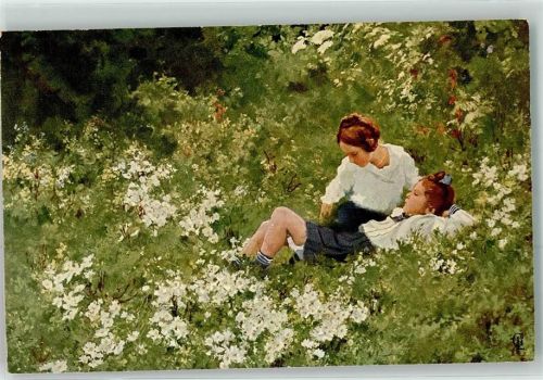 1917 Feldblumen Mädchen sign.Seeger Verlag Liersch Nr.521