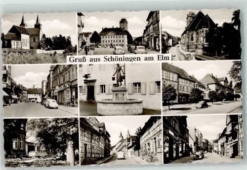 Schöningen Marktplatz St. Vincenz-Kirchturm St. Lorenz-Kirche Wassermaid-Brunnen
