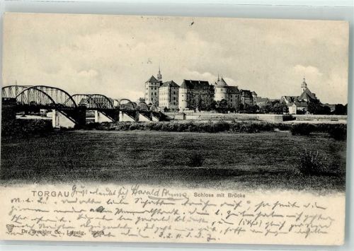 Torgau 1905 Schloss mit Brücke