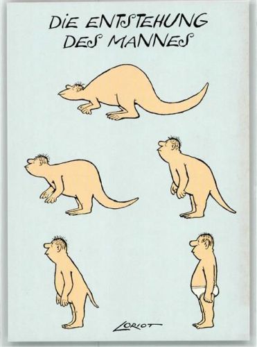 sign.Loriot Die Entstehung des Mannes Humor