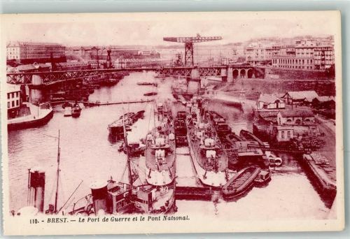 29200 Brest - Kriegshafen et le Pont National Kriegschiff