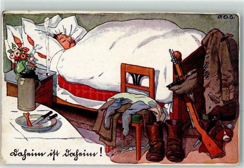 Humor Daheim ist daheim Soldat Bett Kriegspostkarte Nr.97 Engelhard, P.O. / POE 1916