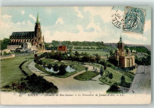 Rouen 1904 ensemble de Bon Securs et du Monument de Jeanne d`Arc