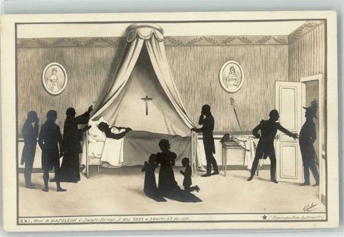 XXI Tod von Napoleon 1821 sign.Coulon Schattenbilder