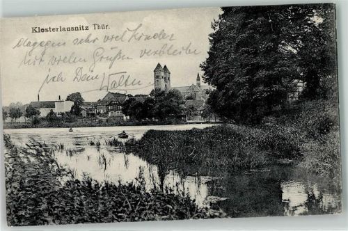 Bad Klosterlausnitz Schwanenteich Ruderboot Klosterkirche