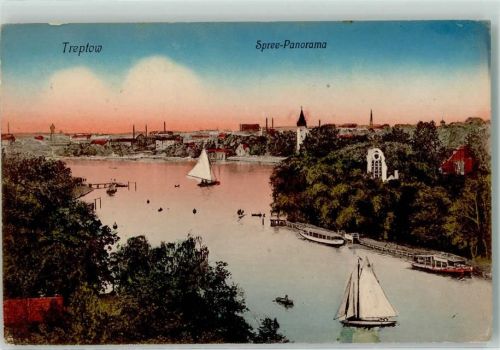 Treptow 1918 Spree Segelboot