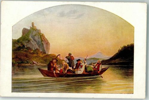 Strekov Überfahrt über die Elbe am Schreckenstein sign. Adrian Ludwig Richter
