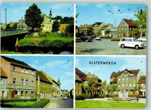 Elsterwerda Am Markt Postmeilensäule in der Hauptstraße An der Elster Auto Fahrrad