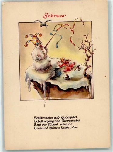 1969 Februar Schneemann Schlittschuh Vers Verlag CAWAR