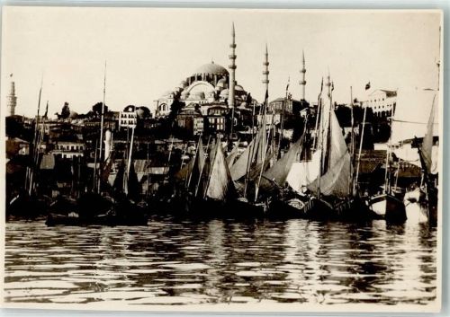 Konstantinopel Ort handschriftlich Moschhe Schiffe Foto AK