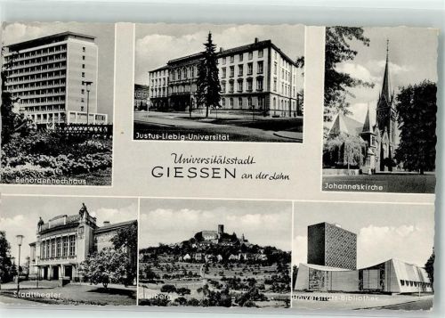 Gießen Behördenhochhaus Justus-Liebig-Universität Johanneskirche Stadttheater Gleiberg Universitäts-Bibliothek