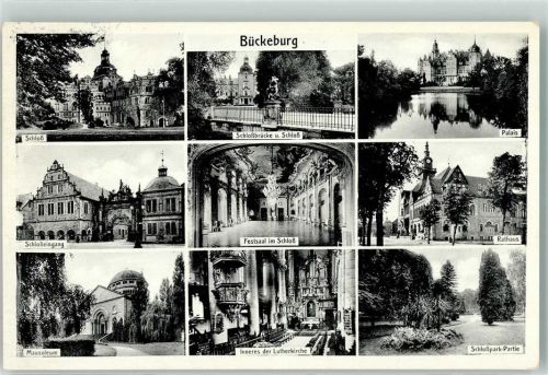 Bückeburg 1957 Schloss Schlossbrücke Palais Rathaus Mausoleum Lutherkirche Schlosspark