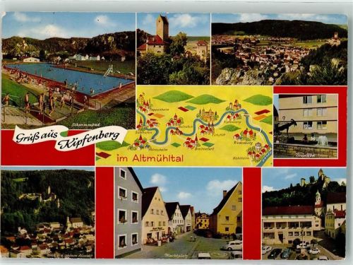 Kipfenberg Altmühltal Schwimmbad Brunnen Blick von der schönen Aussicht Marktplatz Auto Bademode Rutsche Turm Gruß Burg