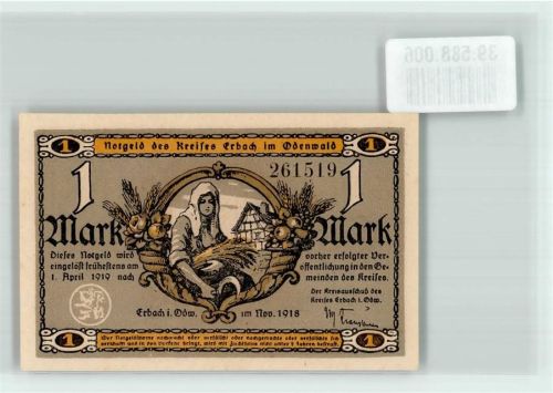 Erbach 1918 Notgeld 1 Mark Nr. 261519
