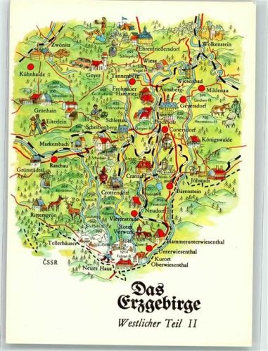 Oberwiesenthal Landkarte Erzgebirge westlicher Teil II