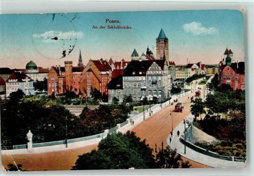 Posen 1915 an der Schlossbrücke Straßenbahn