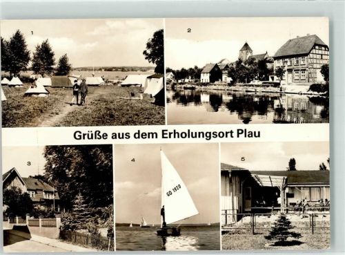 19395 O2864 Plau - Gasthaus Hans Fischer Zeltplatz Zuruf Jugendherberge Walter Husemann Plauer See