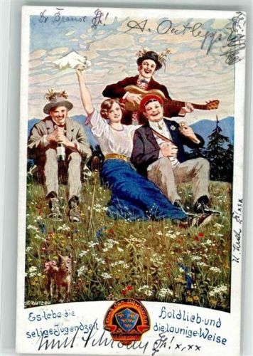 1914 sign. Kutzer Es lebe die selige Jugendzeit holdlieb und die launige Weise Studentika Bund der Deutschen in Niederösterreich Karte Nr. 91
