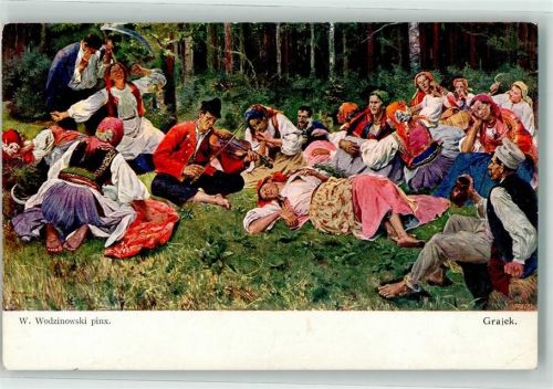 Zamosch sign. W. Wodzinowski Tracht Musikanten Galizien