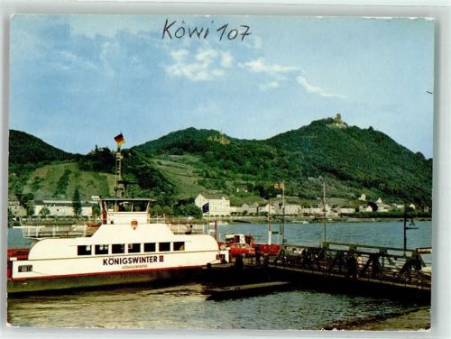 Königswinter Fähre Steg Auto Fahne Schwarz Rot Gold Drachenfels Rhein