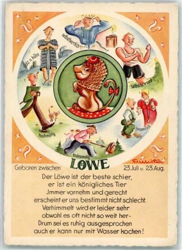 sign. Müller Löwe mit den Eigenschaften stolz und kühn selbstherrlich selbstbewusst hochmütig todesmutig tyrannisch Verlag Lengauer Nr. 1276