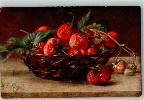 1917 Erdbeeren in Korb Stilleben