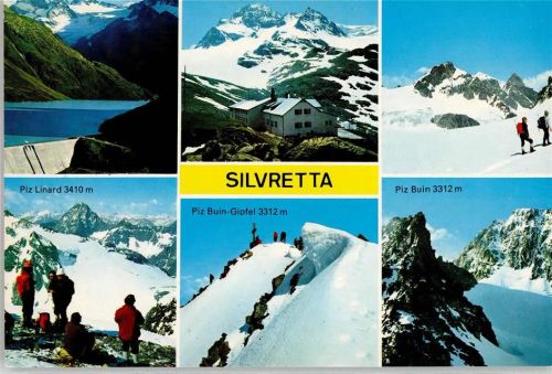 Galtür Winter Silvretta Stausee Piz Linard Piz Buin Wanderer nur Scan beschnitten