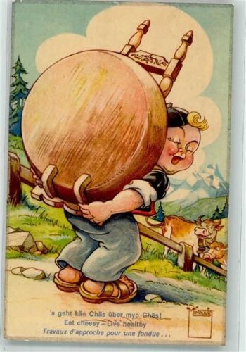 Junge trägt Käselaib Kühe Serie Nr. 113