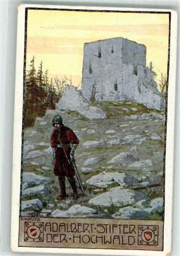 1912 sign. Kutzer Adalbert Stifter Der Hochwald Ostmark Bund deutscher Österreicher Stifter-Karte Nr. 8
