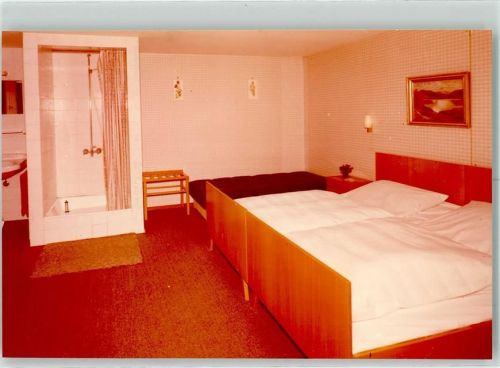 Thalkirchdorf Konstanzer Hof Hotel Zimmer Bett Wandbild Dusche Waschbecken Ort handschriftlich Foto Original aus Archiv eines Ansichtskartenverlags