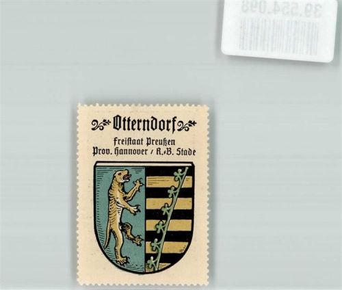Otterndorf Vignette Freistaat Preußen Prov. Hannover Stade Wappen Otter Blau Schwarz