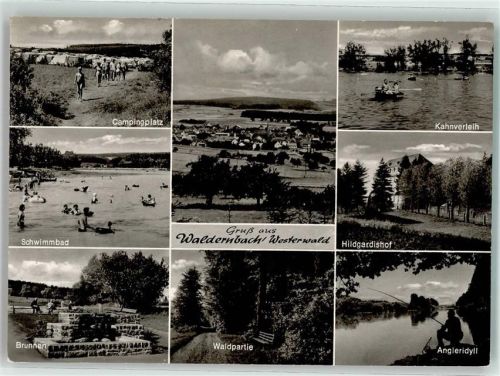 Waldernbach Campingplatz Kahnverleih Schwimmbad Hildgardishof Brunnen Waldpartie Angleridyll Gruß Bademode