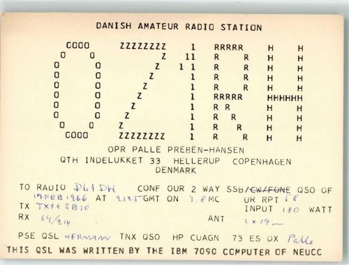 Kopenhagen 1966 Amateurfunk QSL-Karte