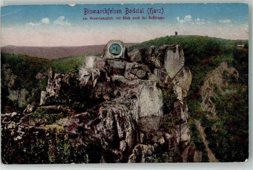 Bodetal Bismarckfelsen am Hexentanzplatz mit Roßtrappe Stempel Postbriefkasten Hotel Rosstrappe Verlag Löffler & Co.