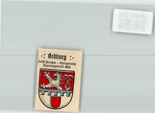Bedburg Vignette Wappen zwiegeschwänzter Heinsberger Löwe fünflätziger blauer Turnierkragen rotes Schild