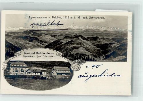 Belchen Gasthaus Belchenhaus Vogelschau auf Schwarzwald mit Alpenpanorama