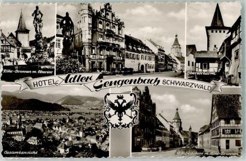 Gengenbach Hotel Gengenbach Röhrbrunnen Obertorturm Foto Original aus Archiv eines Ansichtskartenverlags