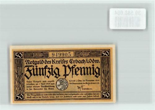 Erbach 1918 Notgeld 50 Pfennig Nr. 949905