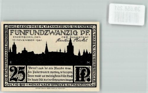 Paderborn 1921 25 Pfennig Die Kisau