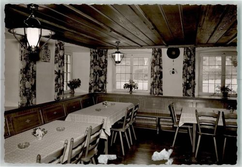 Thalkirchdorf Hotel Löwen Gastraum Uhr Blumen Eckkbank Ort handschriftlich Foto Original aus Archiv eines Ansichtskartenverlags